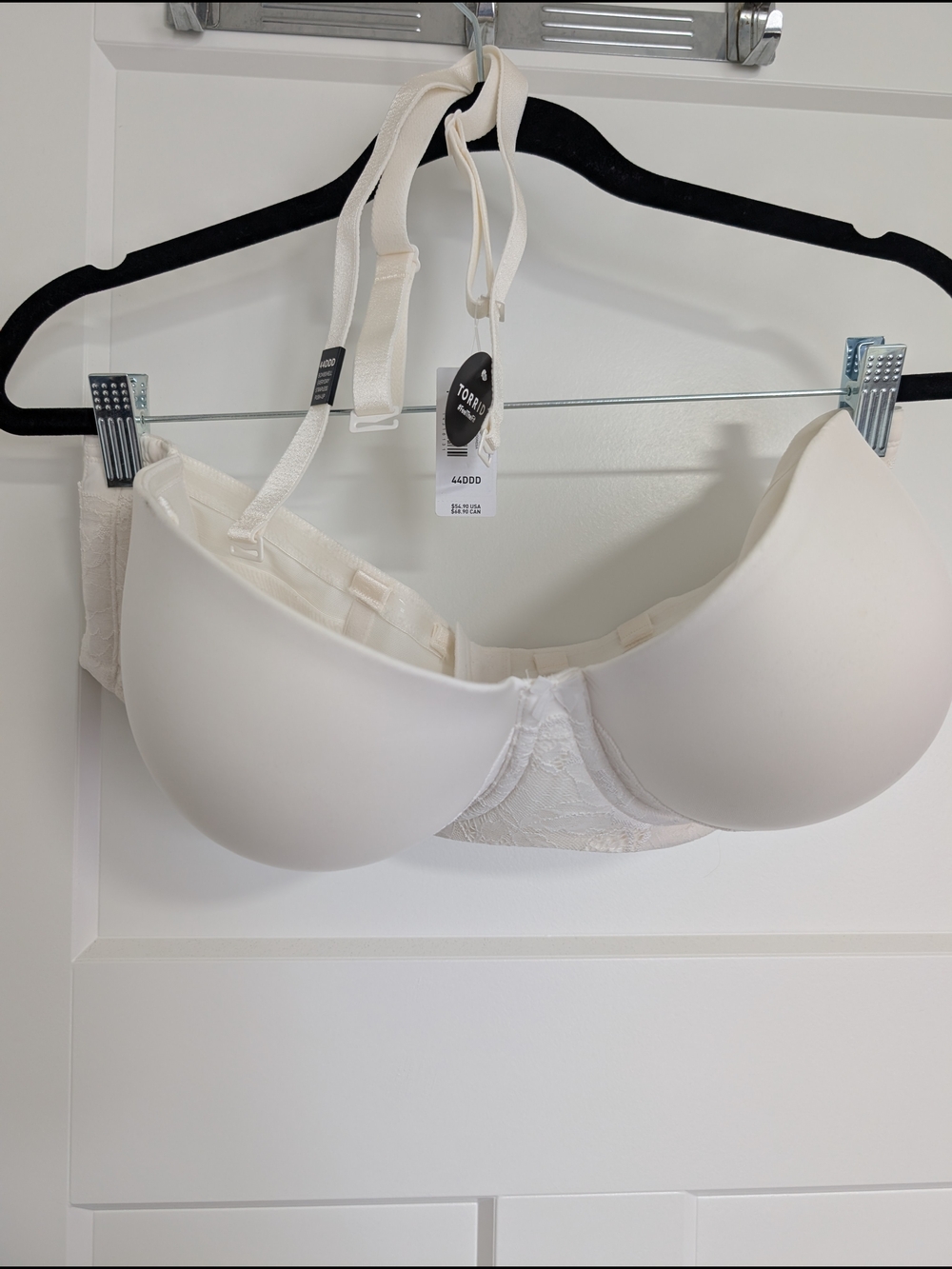 Torrid Cream Strapless Push Up Lace Sling Straight Back Bra - 44DDD